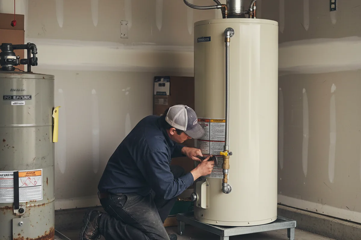 Water heater and shutoff valve replacement in Depauw